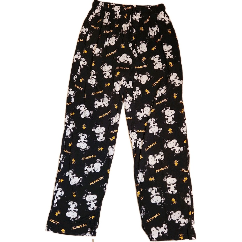 Peanuts Snoopy & Wood Stock Pajama Bottoms Men's XL Graphics Sleep Lounge Pants